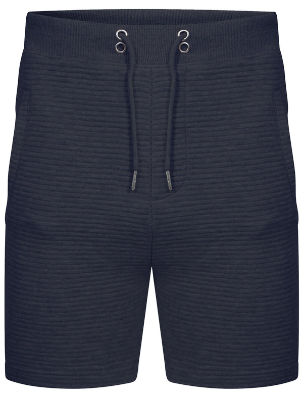 Mens Samuel Stripe Quilted Qutory Sweat Shorts in Navy