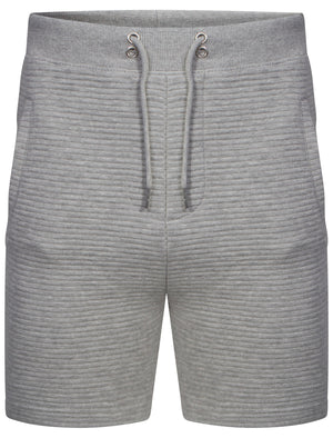 Mens Samuel Stripe Quilted Qutory Sweat Shorts in Grey Marl