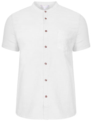 Clayton Granddad Collar Button Up Shirt in White
