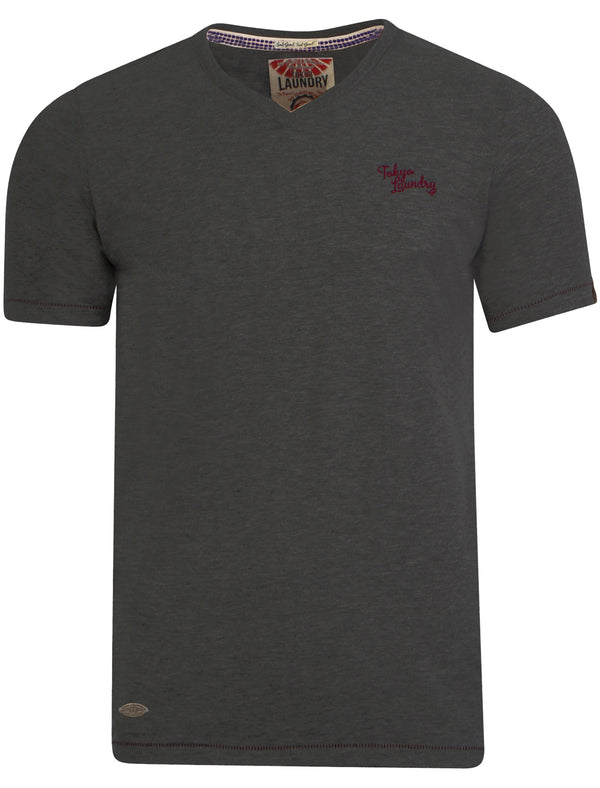 Essential V-neck T-shirt in Charcoal Marl - Tokyo Laundry