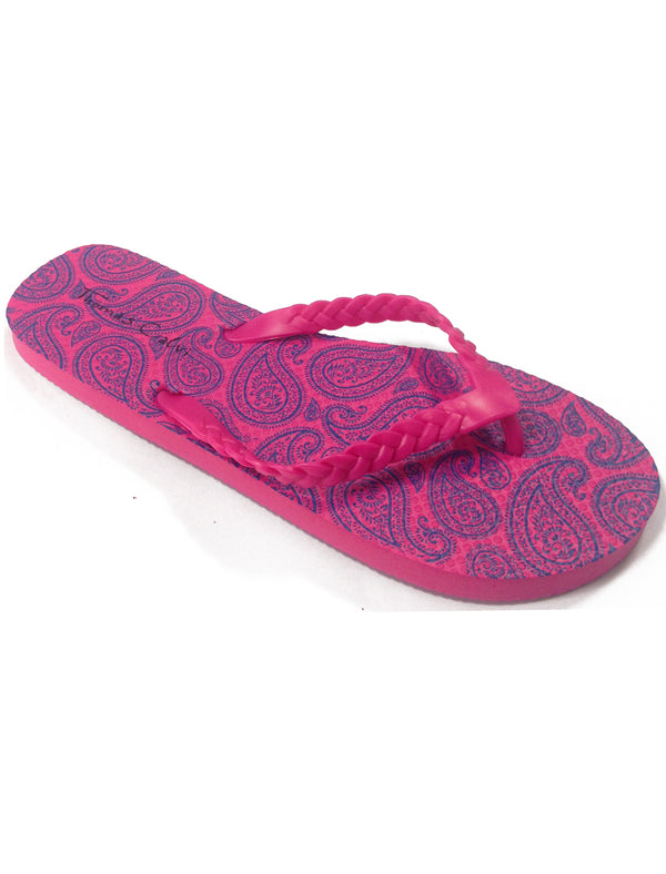 Estée Paisley Print Flip Flops in Pink