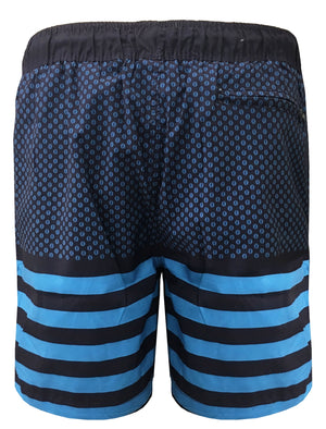 Evelyn Geo Striped Print Swim Shorts in Eclipse Blue - Sth Shore