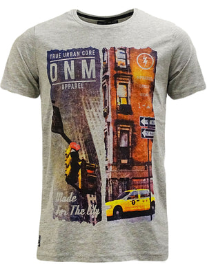 For The City Motif T-Shirt in Light Grey Marl - Dissident