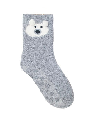 Ladies Stella Chenille Polar Bear Novelty Socks in Grey