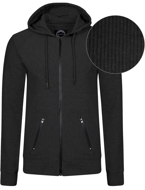 Mens Kevin Qutory Zip Up Hoodie in Black