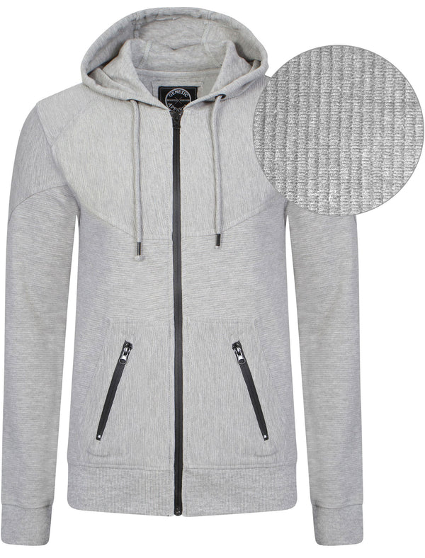 Mens Kevin Qutory Zip Up Hoodie in Grey Marl