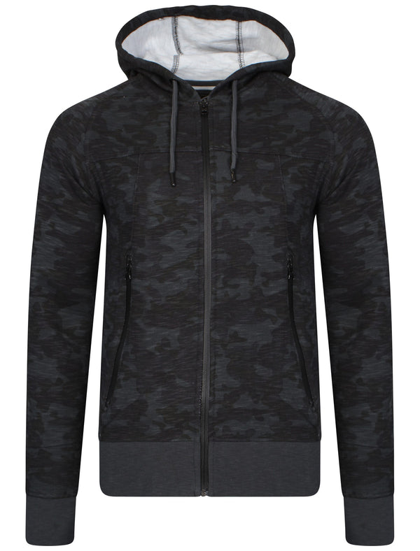 Mens Nate Camouflage Zip Up Hoodie in Blue