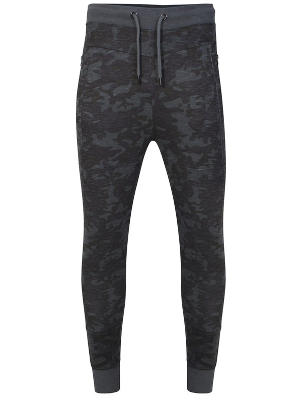 Mens Josh Camouflage Horizonal Panel Joggers in Blue