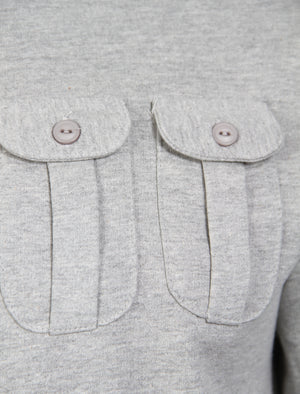 Darryl Double Pocket Crew Sweatshirt In Light Grey Marl