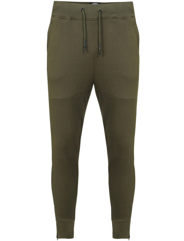 Winston Piqué Panel Cuffed Joggers in Khaki