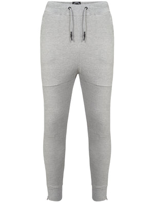 Winston Piqué Panel Cuffed Joggers in Light Grey Marl