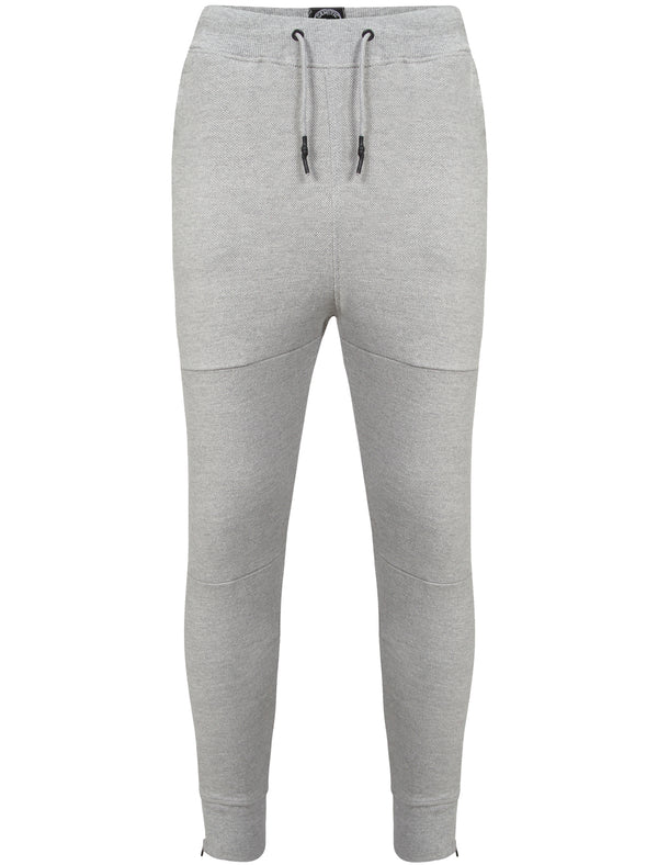 Winston Piqué Panel Cuffed Joggers in Light Grey Marl