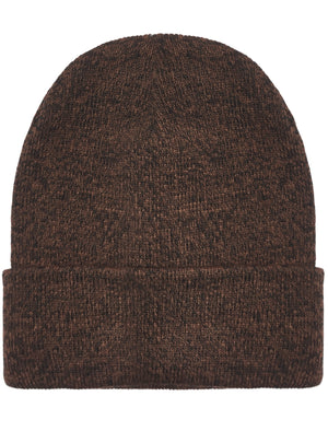 Evan Knitted Beanie Hat in Brown Marl