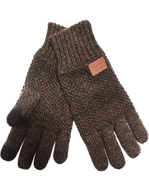 Jameson Fleece Lined Knitted Gloves in Brown
