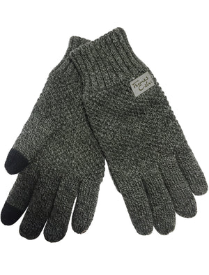 Jameson Fleece Lined Knitted Gloves in Black / Charcoal