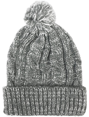 Montana Cable Knit Bobble Hat in Dark Grey
