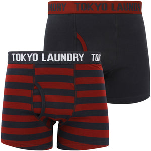 Haverfield (2 Pack) Boxer Shorts Set in Oxblood / True Navy - Tokyo Laundry