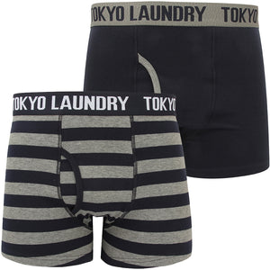 Haverfield (2 Pack) Boxer Shorts Set Mid Grey Marl / True Navy - Tokyo Laundry