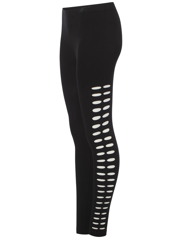 Vera side slash black leggings