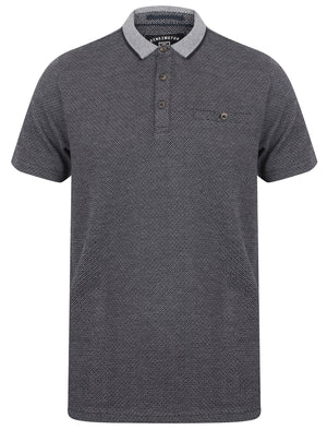 Leopold Jacquard Cotton Polo Shirt In True Navy - Kensington Eastside