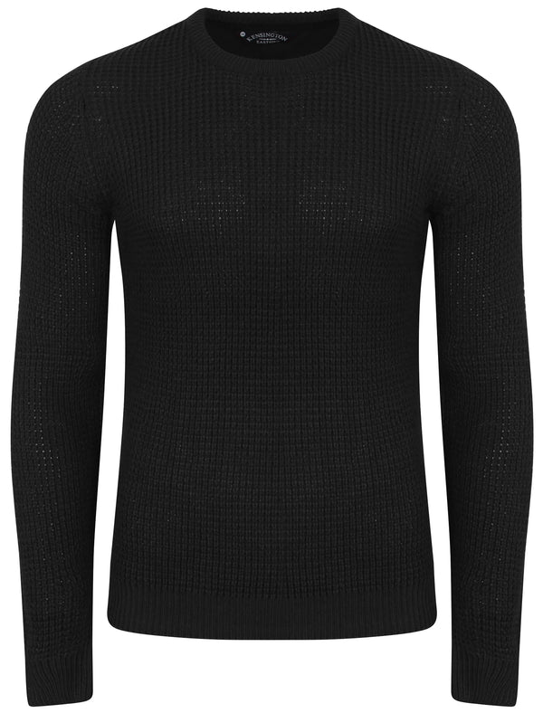 Auldhome Waffle Knit Jumper in Black - Kensington Eastside