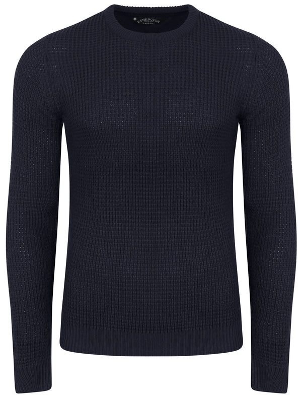 Auldhome Waffle Knit Jumper in Dark Navy - Kensington Eastside
