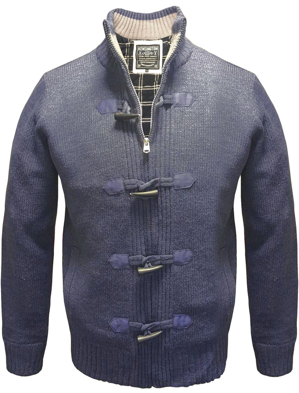 Beckford Flannel Lined Knitted Cardigan in Midnight Blue Marl - Kensington
