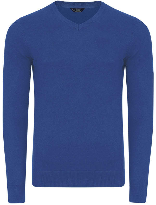 Bronze V-Neck Melange Jumper In Blue - Kensington Eastside