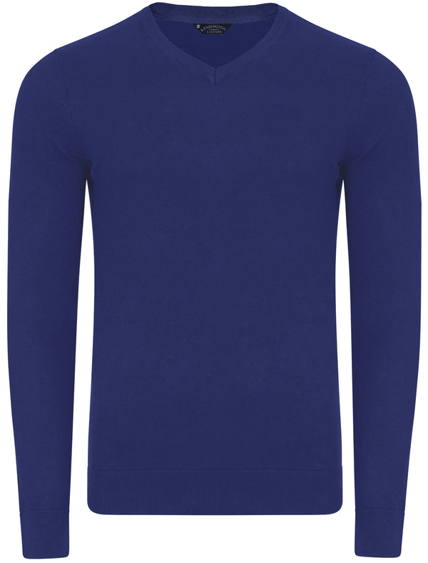 Bronze V-Neck Melange Jumper In Denim - Kensington Eastside