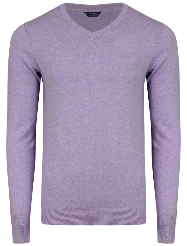 Bronze V-Neck Melange Jumper In Lilac - Kensington Eastside