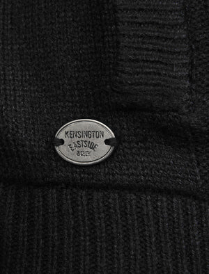 Cone Heavy Cable Knit Fleece Lined Cardigan in Black - Kensington Eastside