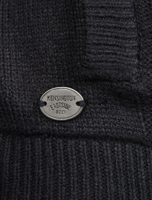 Cone Heavy Cable Knit Fleece Lined Cardigan in Dark Navy - Kensington Eastside