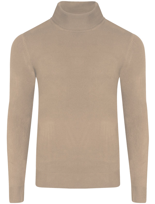 Craig Roll Neck Knitted Jumper in Stone - Kensington Eastside