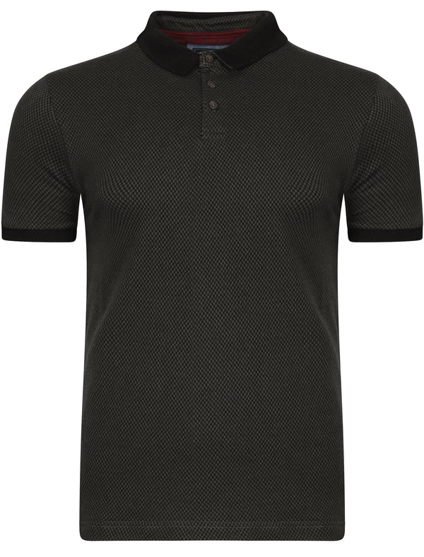 Davidge Jacquard Cotton Polo Shirt in Black - Kensington Eastside
