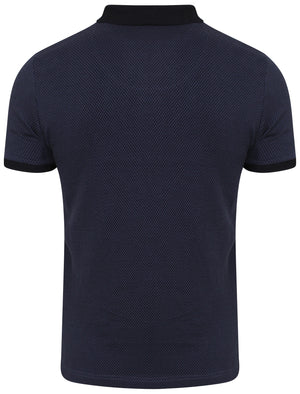 Davidge Jacquard Cotton Polo Shirt in Blue - Kensington Eastside