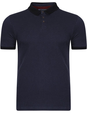 Davidge Jacquard Cotton Polo Shirt in Blue - Kensington Eastside
