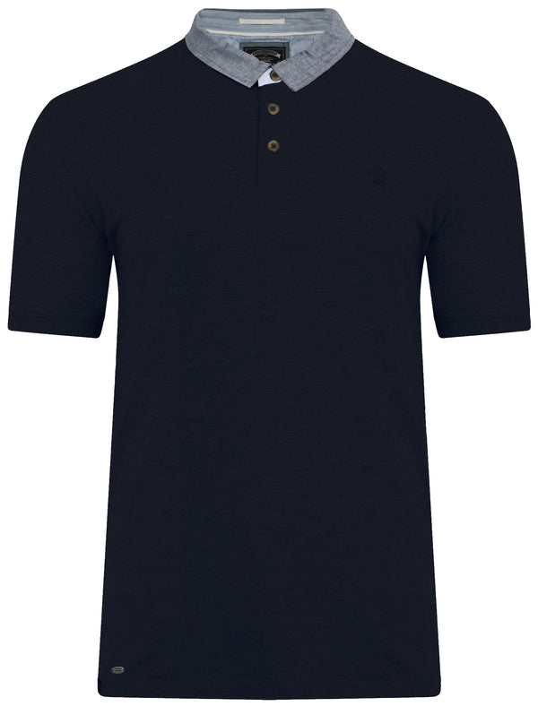 Dunstable Chambray Collar Polo Shirt in True Navy - Kensington Eastside