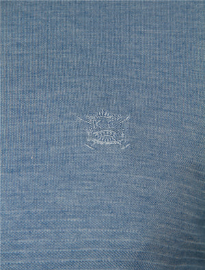 Eastmoor Jacquard Textured Stripe Polo Shirt in Light Blue Marl - Kensington Eastside
