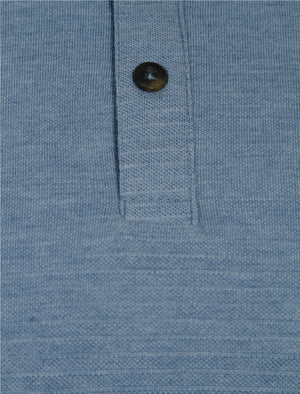 Eastmoor Jacquard Textured Stripe Polo Shirt in Light Blue Marl - Kensington Eastside