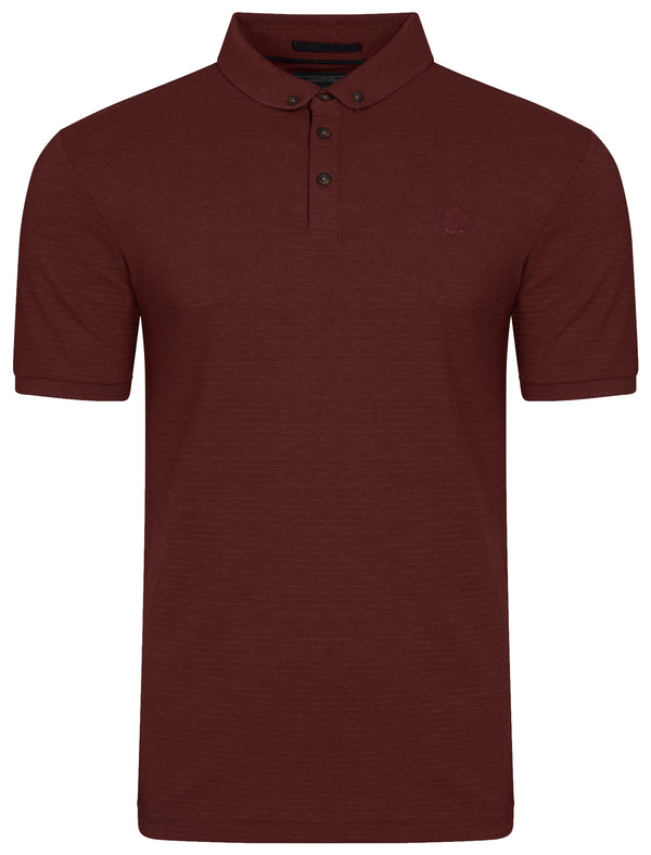 Eastmoor Jacquard Textured Stripe Polo Shirt in Port - Kensington Eastside