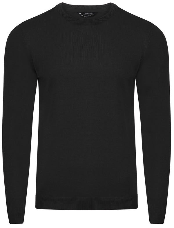 Finley Crew Neck Knitted Jumper in Black - Kensington Eastside