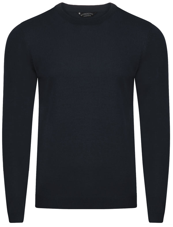 Finley Crew Neck Knitted Jumper in Dark Navy - Kensington Eastside