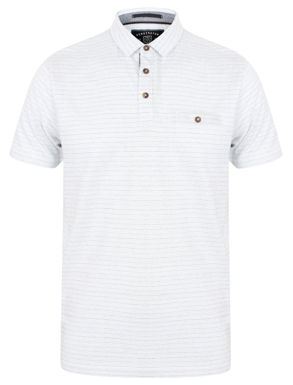 Hare Jacquard Spot Polo Shirt In Optic White - Kensington Eastside