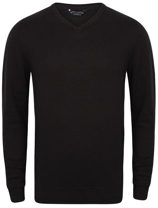 Haven V-Neck Cotton Jumper In Black - Kensington Eastside