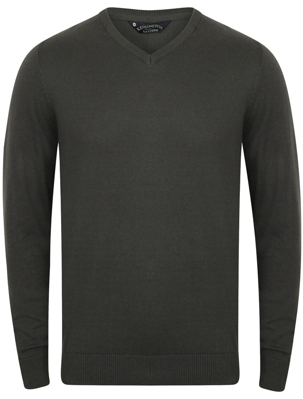 Haven V-Neck Cotton Jumper In Charcoal - Kensington Eastside