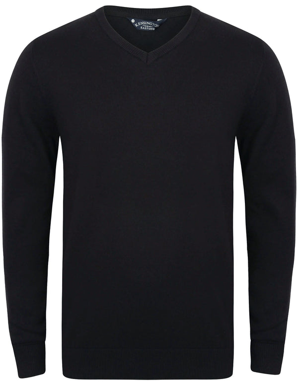Haven V-Neck Cotton Jumper In Dark Navy - Kensington Eastside