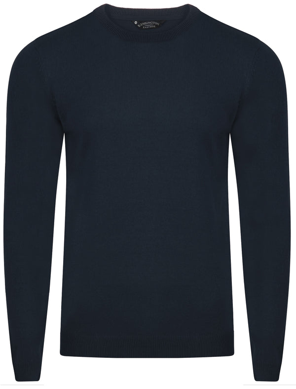 Henriks Cotton Knit Jumper in Dark Navy - Kensington Eastside