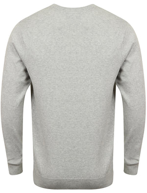 Jefferson V Neck Cotton Jumper in Grey Marl - Kensington Eastside