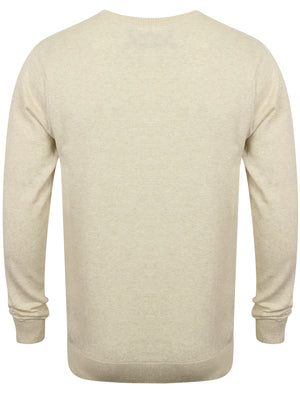 Jefferson V Neck Cotton Jumper in Oatmeal Marl - Kensington Eastside
