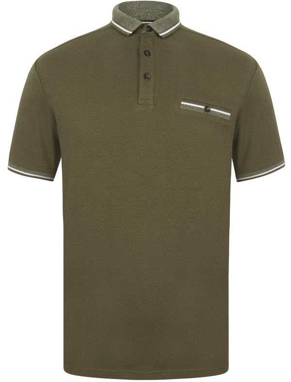 Marybank 2 Cotton Polo Shirt with Tipping In Grape Leaf - Kensington Eastside